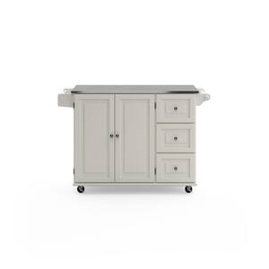 Dolly Madison White Kitchen Cart with Stainless Top