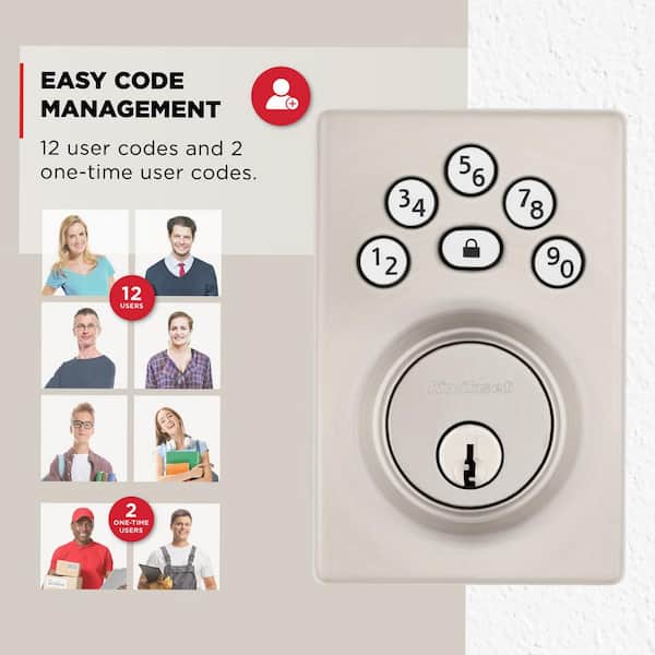 KS2 Fingerprint, Keyless Entry Deadbolt With Keypad, Electronic Satin Nickel-S2