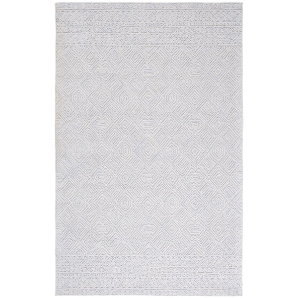 SAFAVIEH Textual Gray/Ivory Doormat 3 ft. x 5 ft. Abstract Border Area Rug