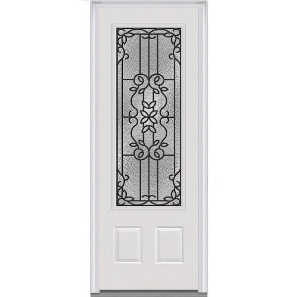 MMI Door 36 in. x 96 in. Mediterranean Right-Hand 3/4 Lite 2-Panel Classic Painted Fiberglass Smooth Prehung Front Door