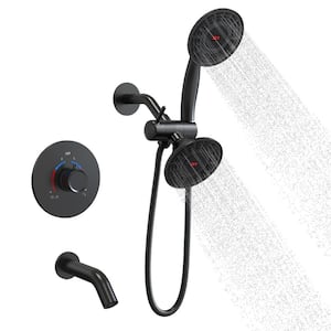 Double Handle 2-Spray Shower Faucet Set 2.5 GPM with High Pressure in Matte Black (Valve Included)