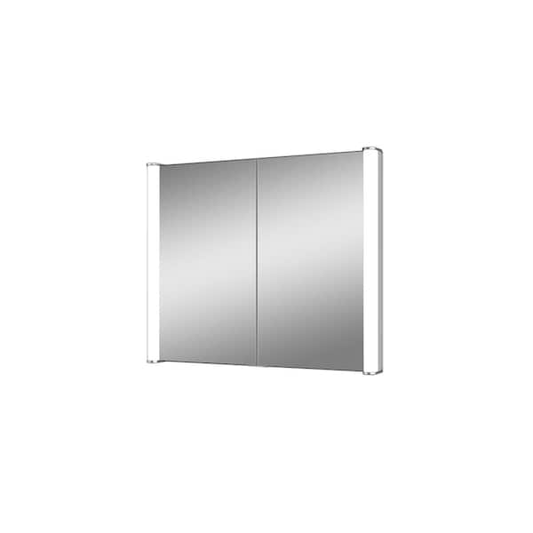 LTL Home Products Ace 28 in. x 28 in. Lighted Impressions Frameless Recessed LED Mirror Medicine Cabinet in Aluminum