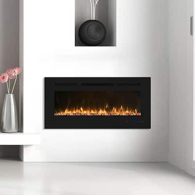 Flame 30 in. to 42 in. Wall-Mounted Automatic Constant Temperature Electric Fireplace