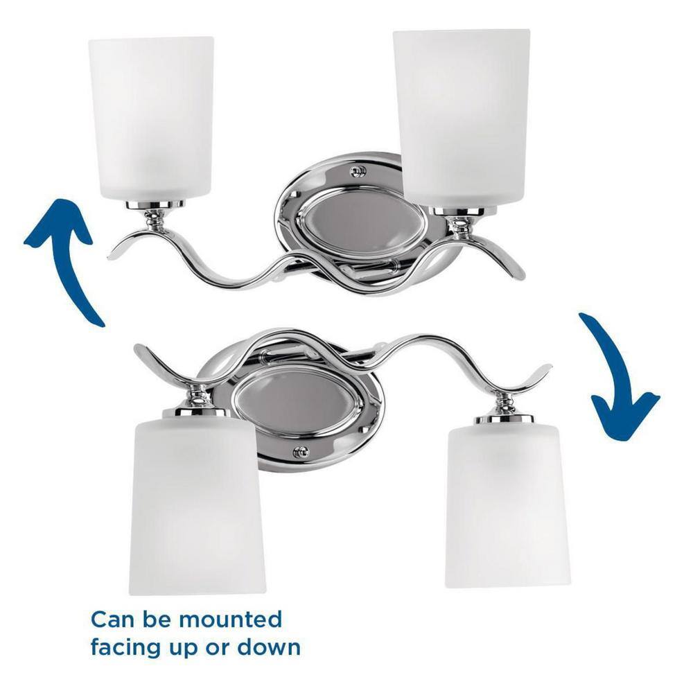 Polished Chrome 2-Light Wall Sconce with Etched Glass Shades