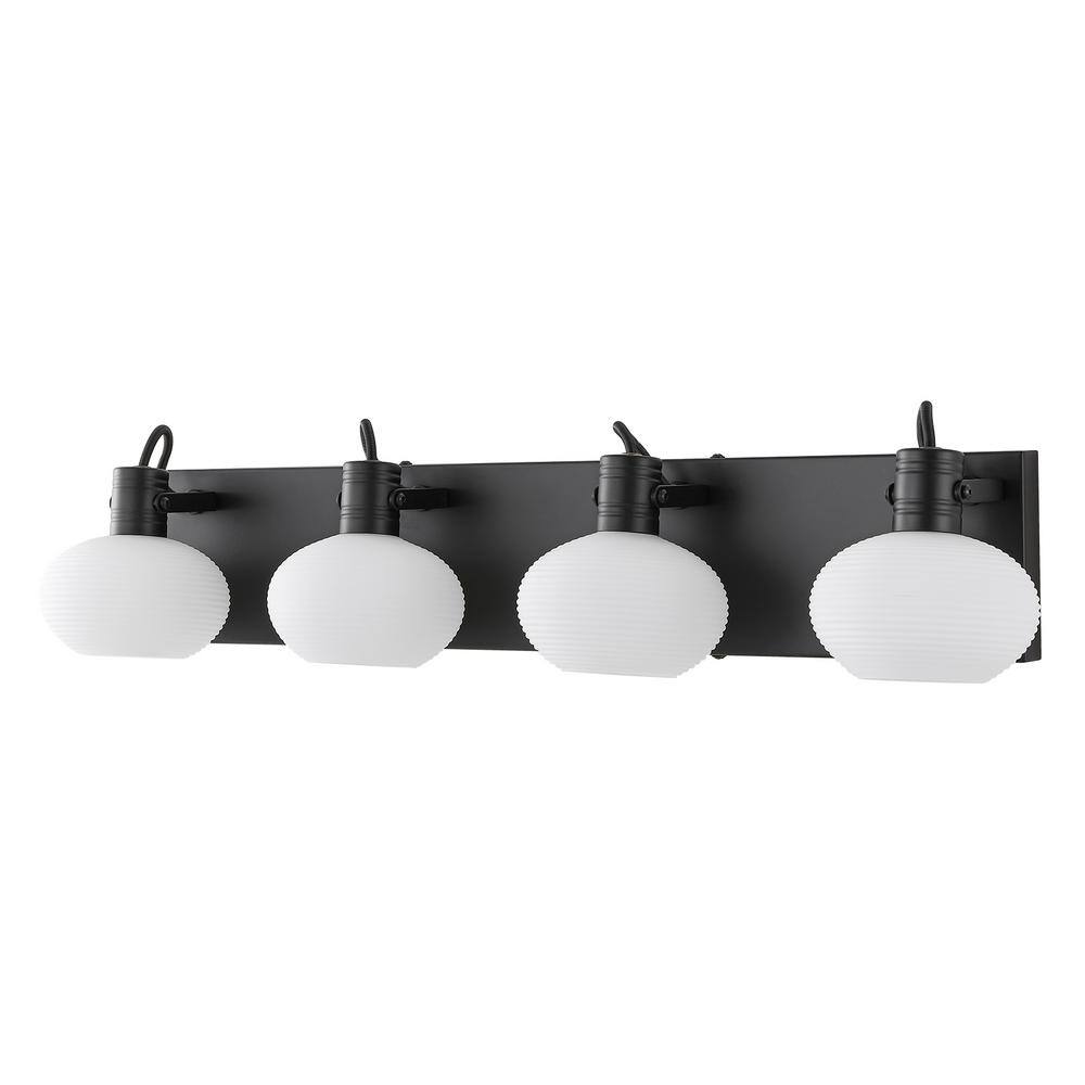 WINGBO 26 in. 4 Light Bathroom Vanity Light Fixture with Glass Shade in Black WBWLZP14BK The