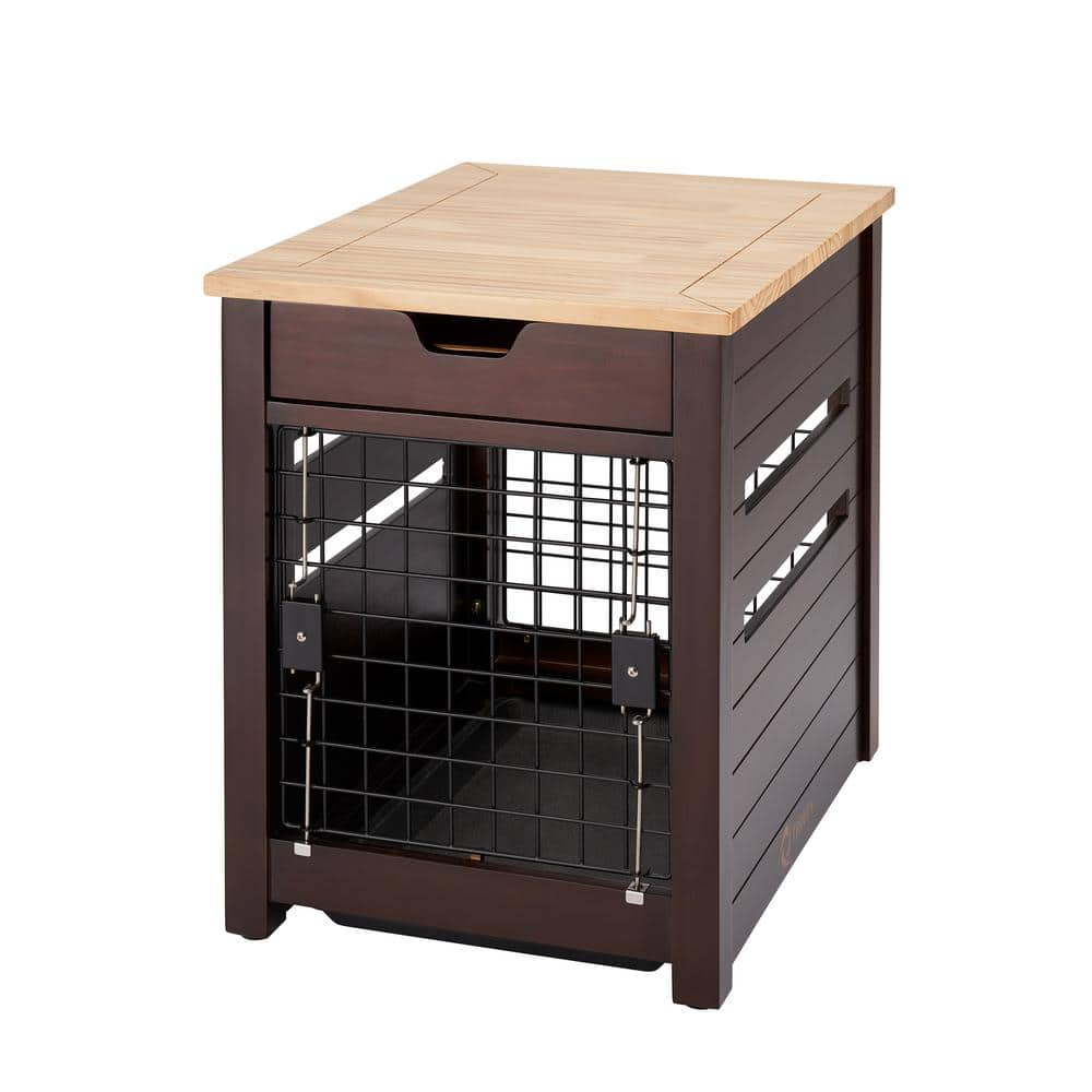 TRINITY 18 in. Pet Crate End Table w/Drawer - Espresso Brown TSKLBR ...