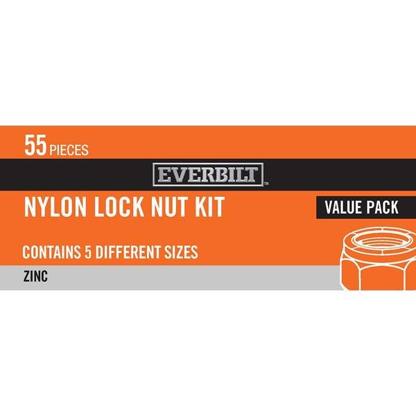 400pc Nylon Lock Nut Assortment - Grade 8, Metric & SAE, Stainless Steel