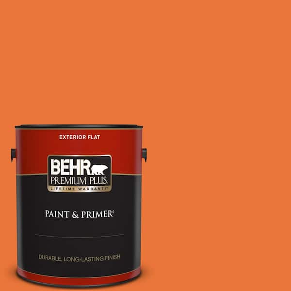 BEHR PREMIUM PLUS 1 gal. Home Decorators Collection #HDC-MD-27 Tart Orange Flat Exterior Paint & Primer