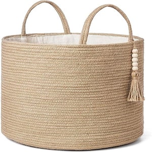 Brown Woven Storage Basket Decorative Rope Basket with Handles