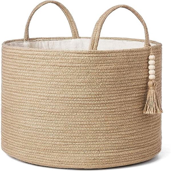 Unbranded Brown Woven Storage Basket Decorative Rope Basket with Handles