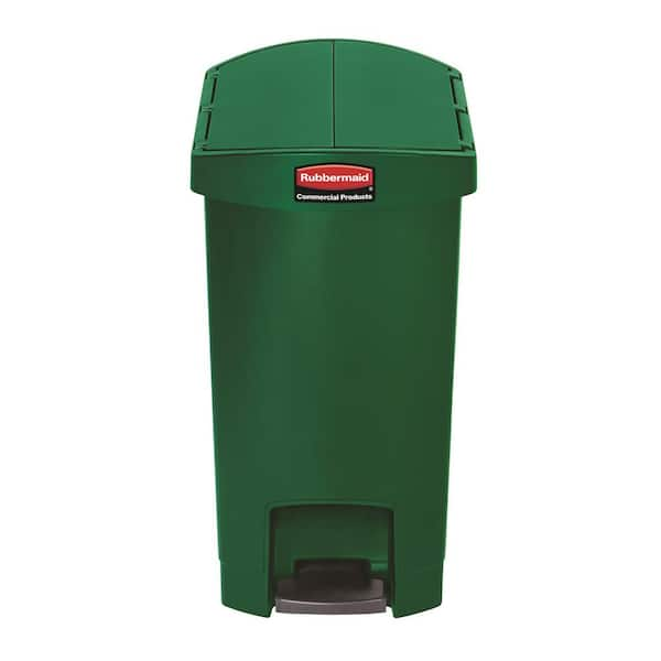 Rubbermaid Commercial Products Slim Jim Step-On 8 Gal. Green Plastic End Step Trash Can