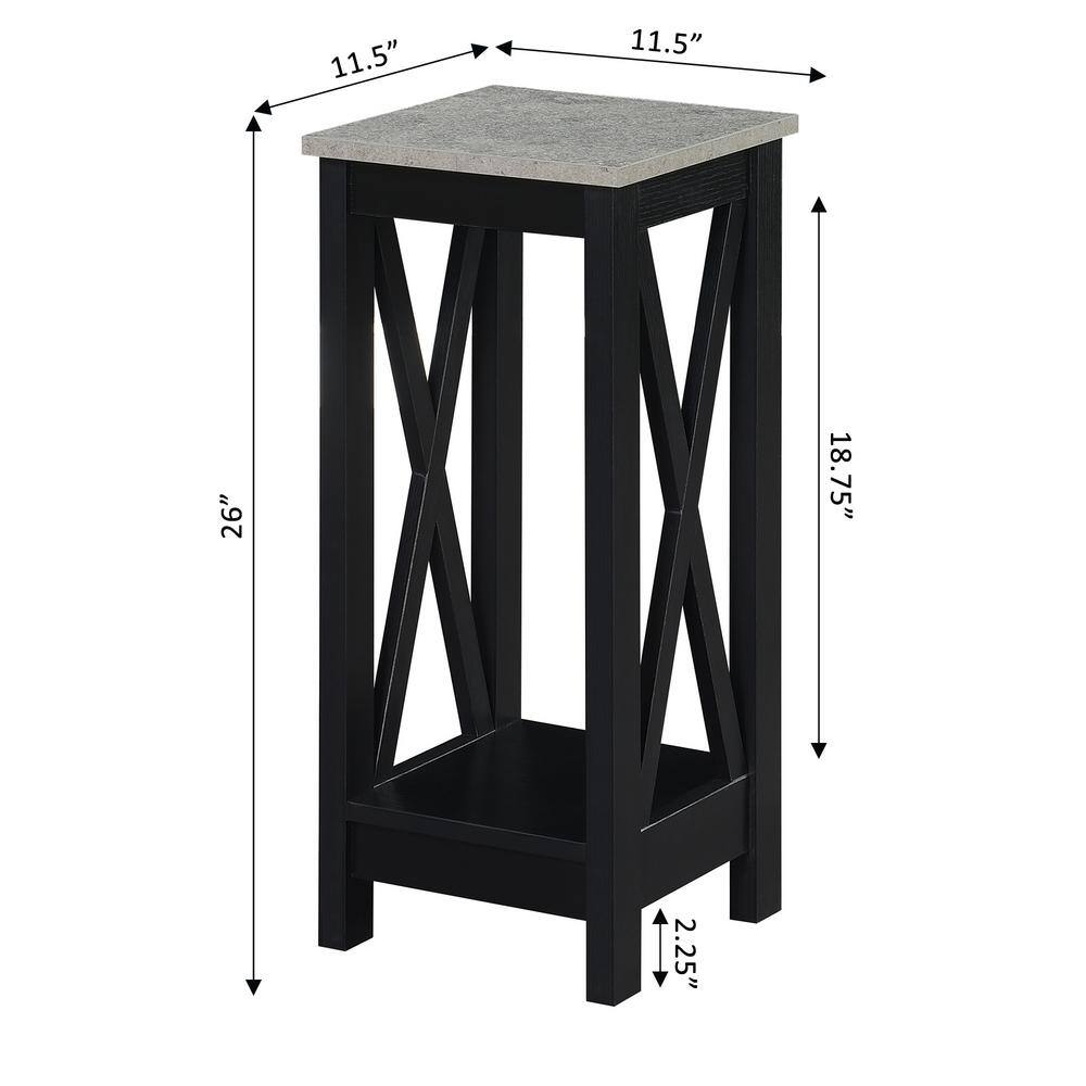 Oxford 26" Black and Cement MDF 2-Tier Plant Stand