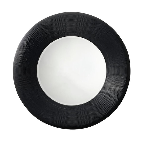 Defy Black 1 in. W x 39 in. H Round Wood Framed Mirror