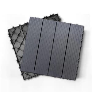 Tidoin Outdoor 1 ft. x 1 ft. Composite Deck Tile in Dark Gray(35 Per Box)