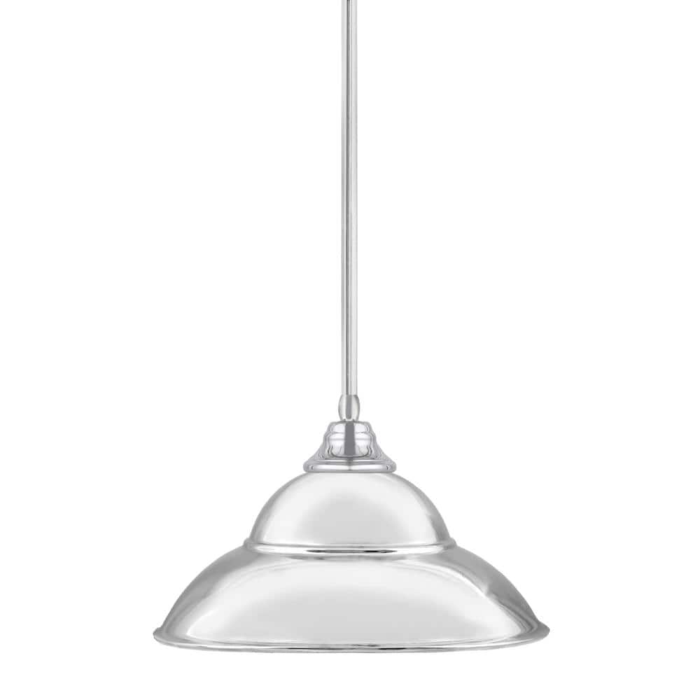 Sparta 100-Watt 1 Light Chrome Shaded Pendant Light with 16 in. Chrome Meta