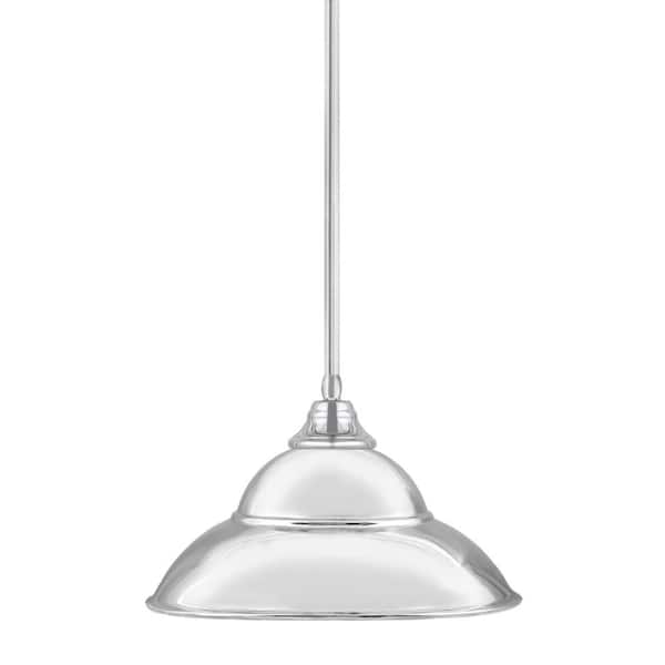 Unbranded Sparta 100-Watt 1 Light Chrome Shaded Pendant Light with 16 in. Chrome Metal Shade, No Bulb Included