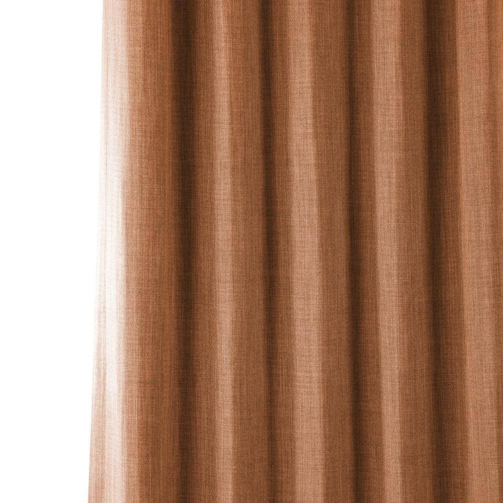 Desert Orange Faux Linen Blackout Puddle Length Curtain Panel