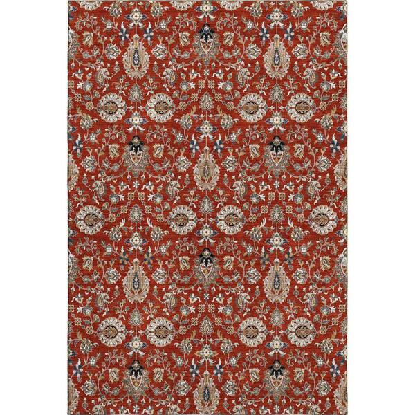 Mayfield Premium Machine Washable Abstract AMF2192 Red 3 ft. x 5 ft. Area Rug