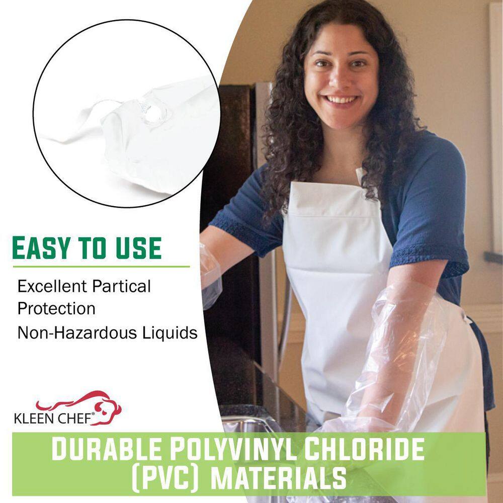 Large White Waterproof Vinyl Bib Apron with Adjustable Neck