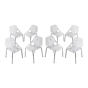 Stackable Plastic Outdoor Patio Dining Chair in White (8-Pack)