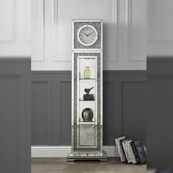 Acme Furniture Noralie Grandfather Clock with LED in Mirrored 