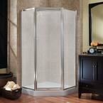 Tides 16-3/4 in. x 24 in. x 16-3/4 in. x 70 in. Framed Neo-Angle Shower Door in Brushed Nickel Finish with Obscure Glass