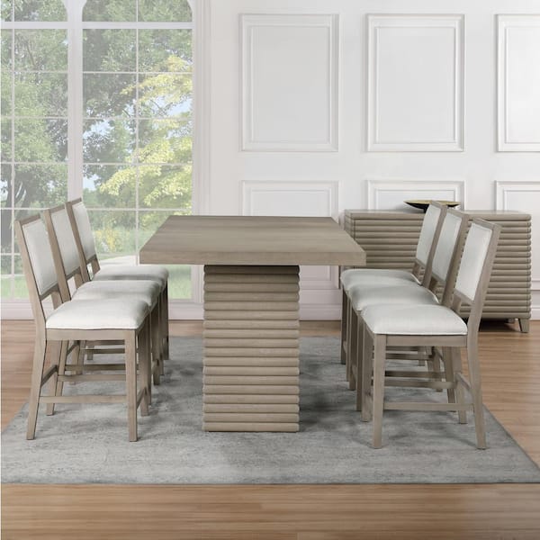 Steve Silver Lily 7-Piece Gray Wood Top Wood Counter Height Dining Room Set  with Upholstered Chairs LLY500-C7PC