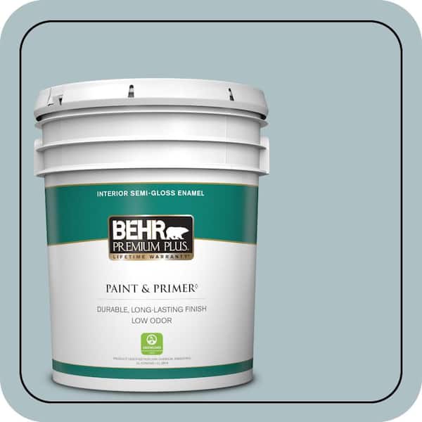 BEHR PREMIUM PLUS 5 gal. #PPU13-14 Ozone Semi-Gloss Enamel Low Odor Interior Paint & Primer