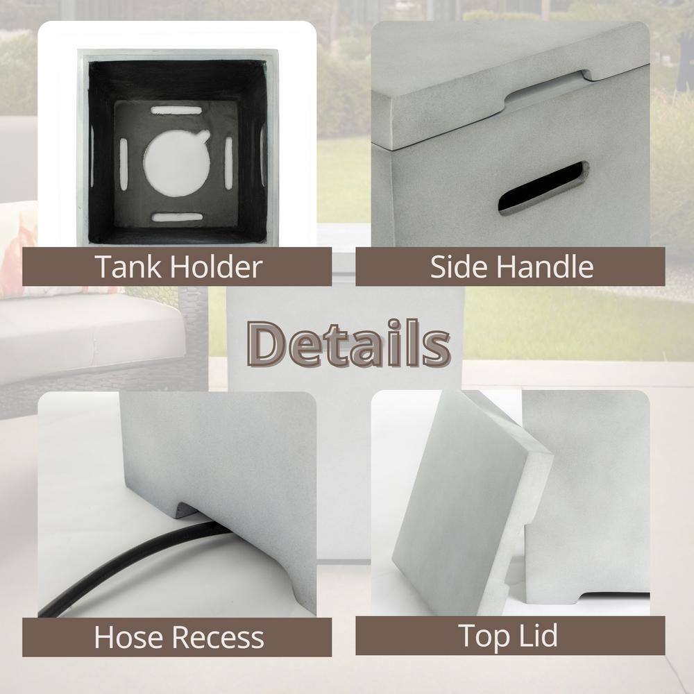 Light Gray Composite Propane Tank Cover Table with Side Handles