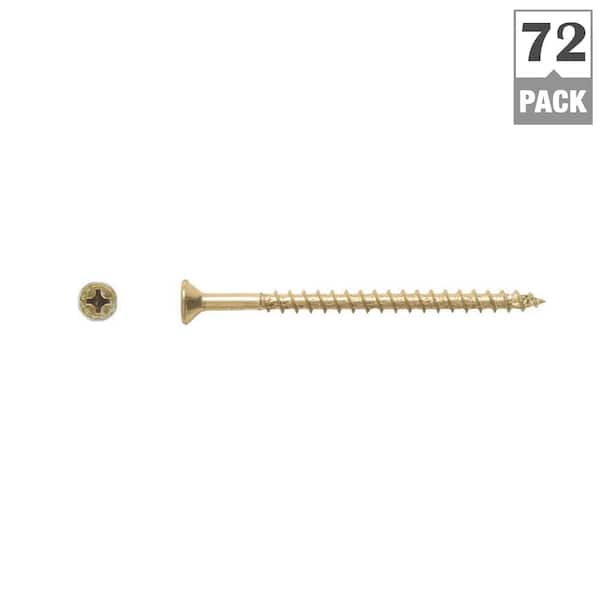 #10 x 3 in. Phillips-Square Drive Flat Head Full Thread Yellow Zinc Coated Multi-Material Screw (72 per Box)