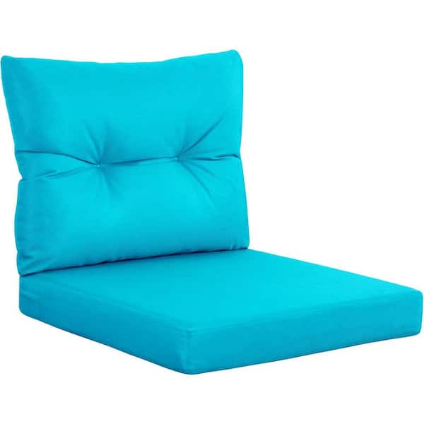 Mximu 24 in. x 24 in. Olefin Aruba Blue Outdoor Double Waterproof and UV-Resistant Tech Deep Seat Cushion Set