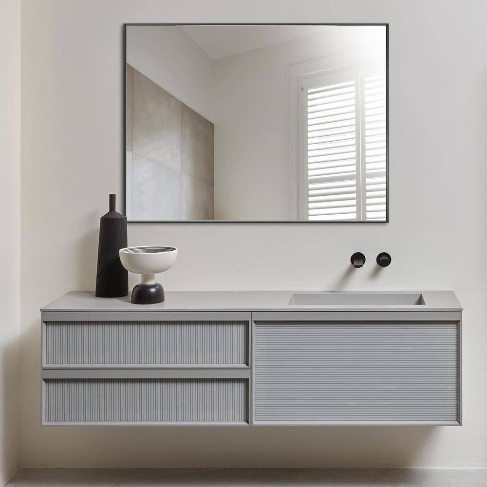 Modern Black Aluminum Framed Rectangular Vanity Mirror 40"Wx30"H