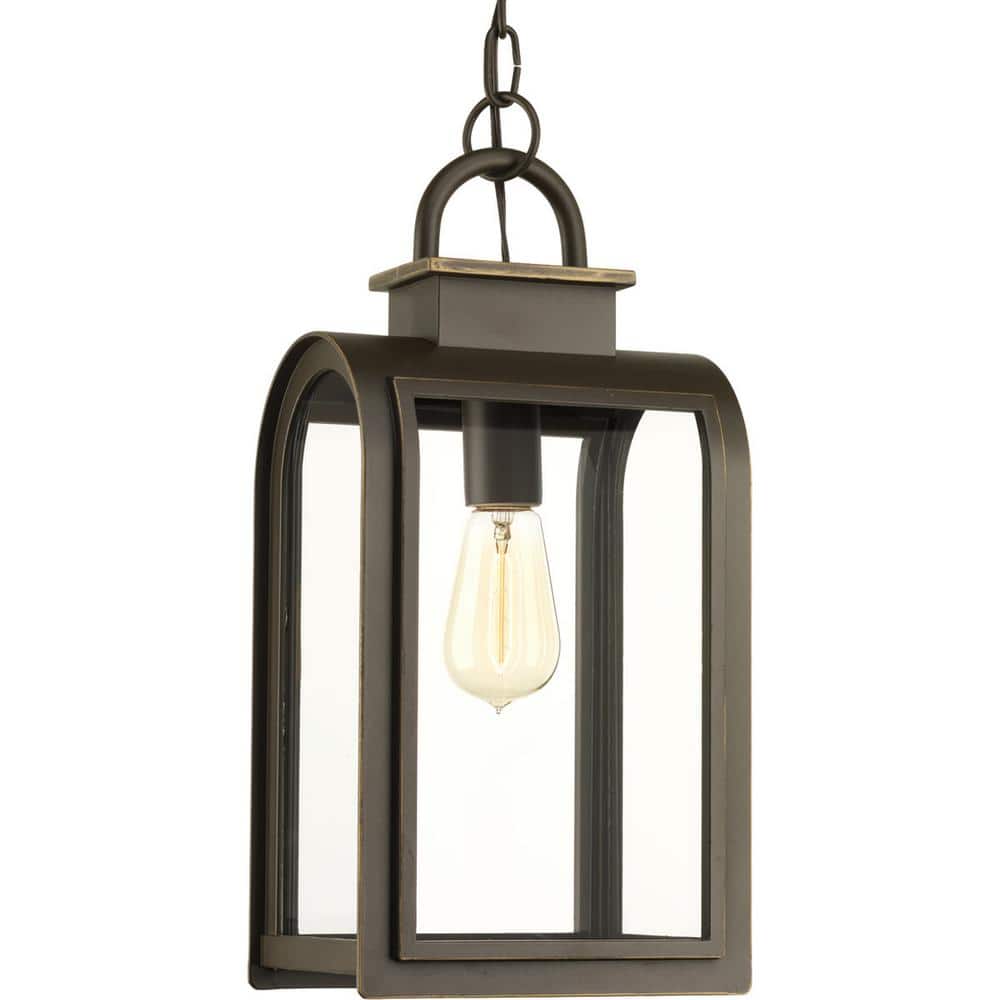 Refuge Collection 1-Light Oil Rubbed Bronze Clear Glass Farmhouse Outdoor Hanging Lantern Light price history on PriceWatchPro