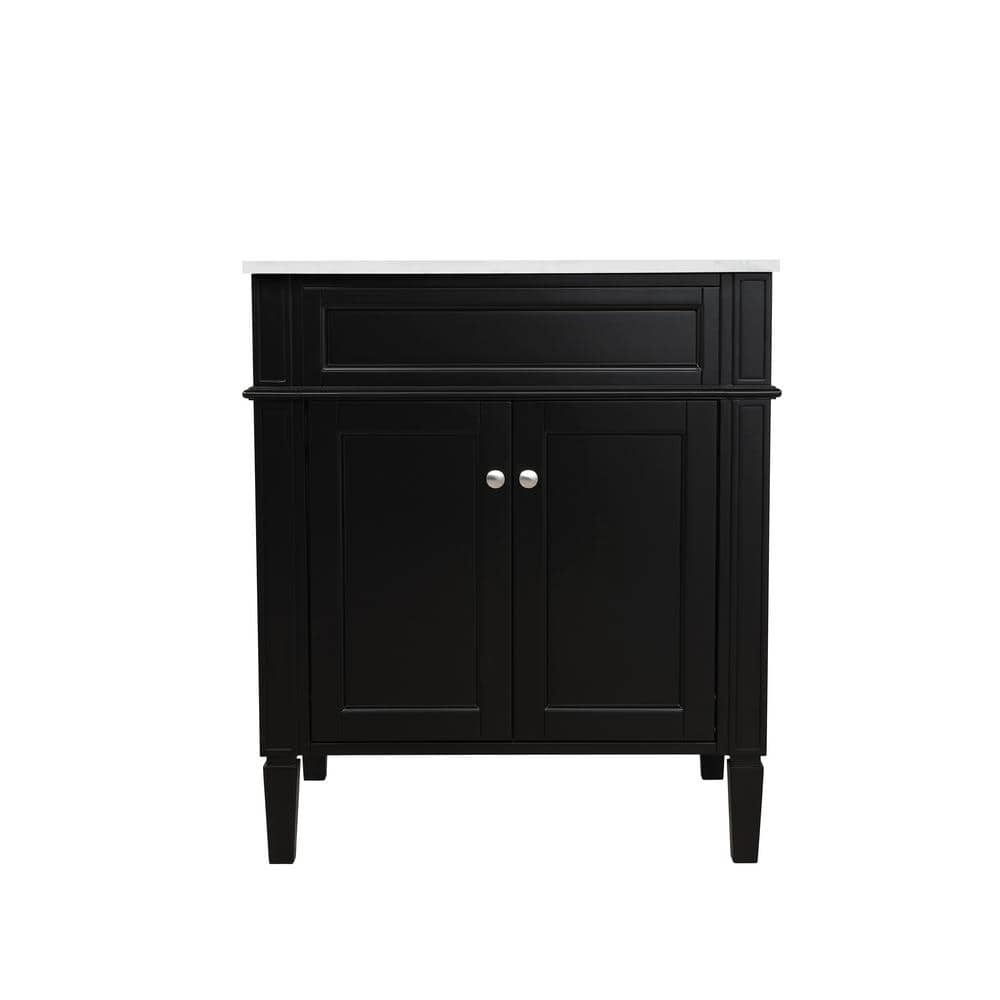 Simply Living 30 in. W x 21.5 in. D x 35 in. H Bath Vanity in Black with  Carrara White Marble Top SL37590BK - The Home Depot