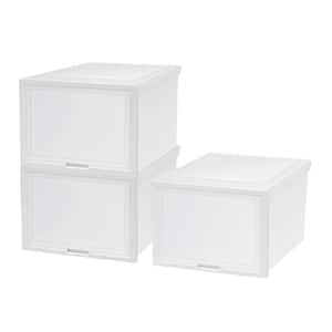 15.63 in. W x 11.63 in. H White 3-Drawers Deep Box Chest with Sliding Door