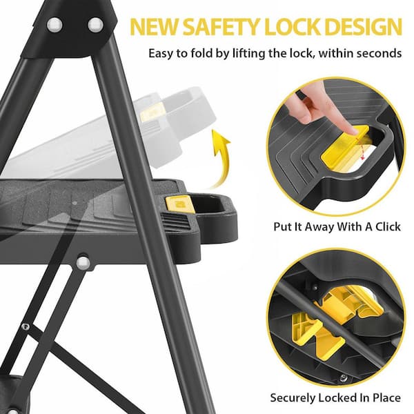 4.2 ft. Metal Lightweight Step Ladder (9 ft. Reach) with Safety Lock Design 800 lb. Load Capacity Type IAA Duty Rating