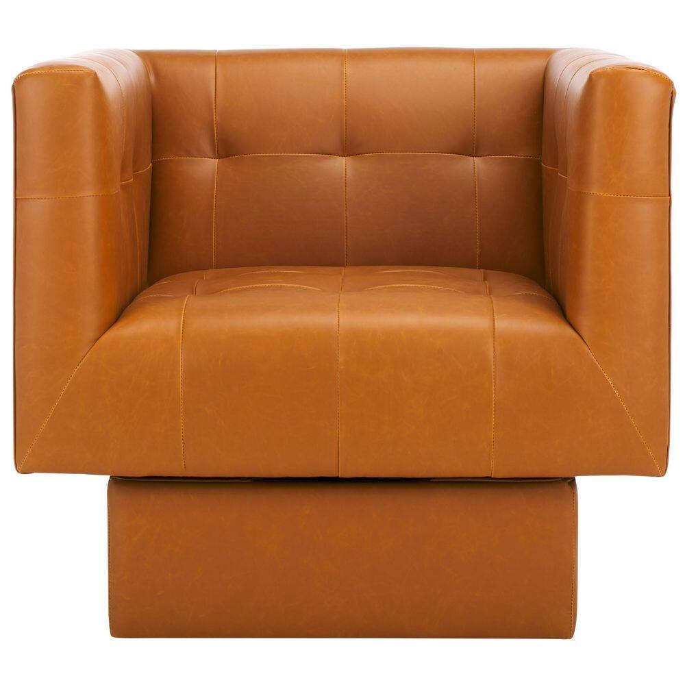 Hamlet Caramel PU Tufting Upholstered Arm Chair