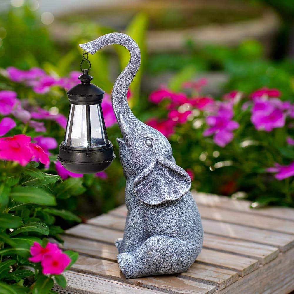 Goodeco Elephant Statue with Solar Lantern Garden Statues Yard Decor,  Unique Birthday/Christmas Gifts for Women/Mom/Daughter LD602236 The Home  Depot