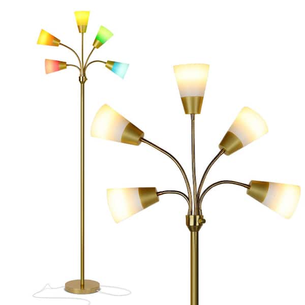 Brass Led Floor Lamp, 5 Head Led Floor Lamp Target