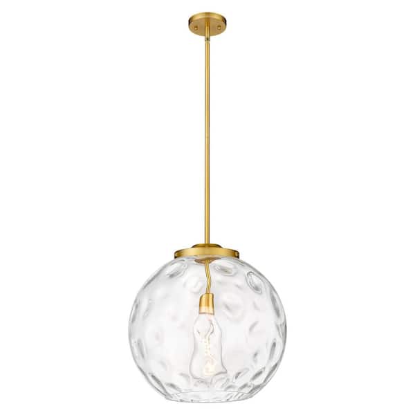 Athens Water Glass 60-Watt 1-Light Satin Gold Shaded Mini Pendant Light with Clear Water Glass