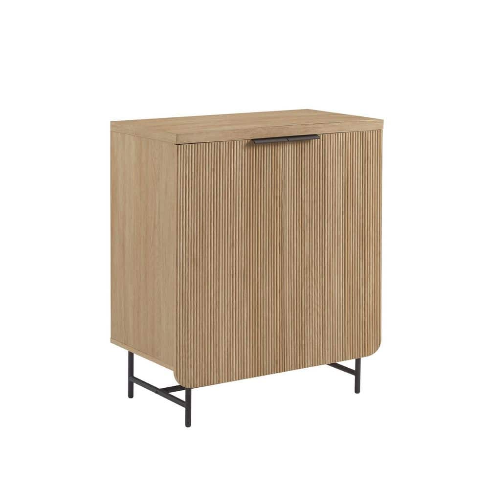 32" Coastal Oak and Black Fluted-Door Accent Cabinet