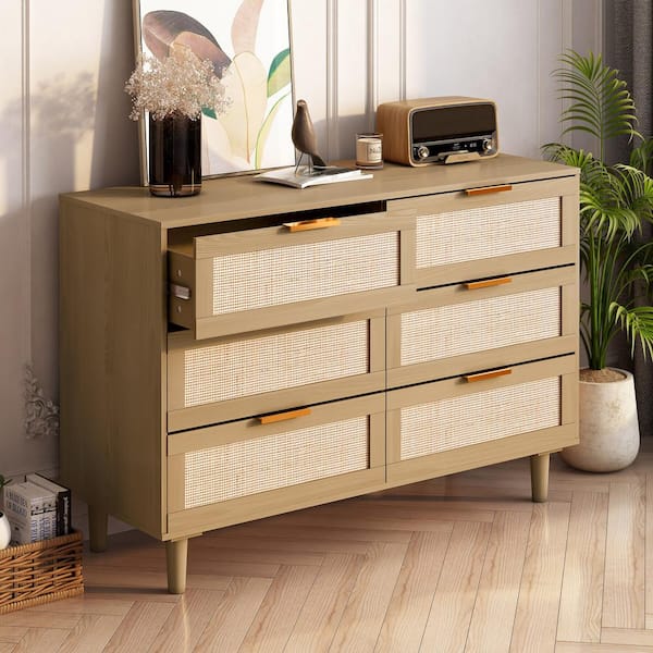 Rahian 6-Drawer Chest Of Drawers Wooden (Honey Finish)