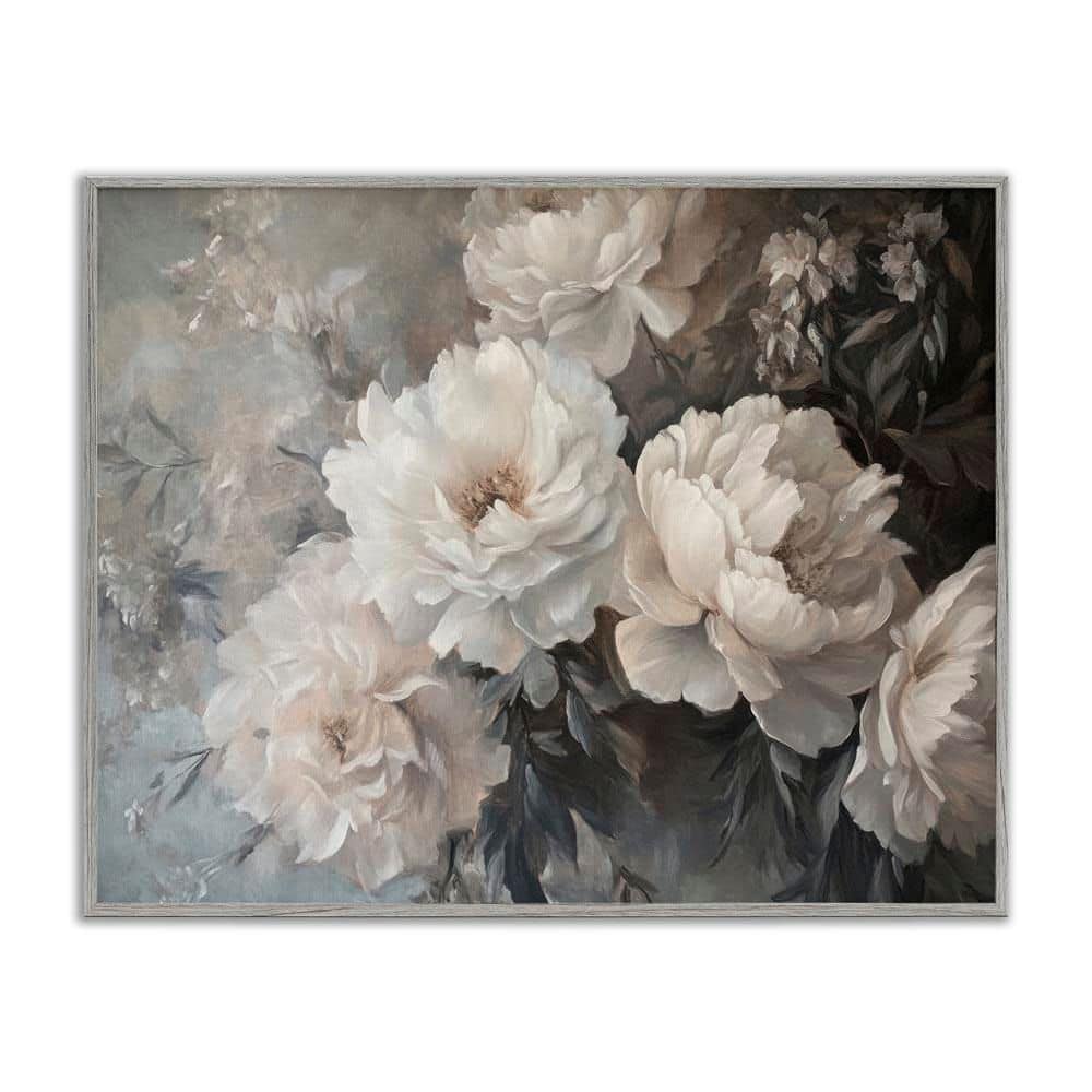 White Florals Vintage by Petal Prints Design Gray Framed Nature Giclee Art Print 16 in. x 20 in. price history on PriceWatchPro