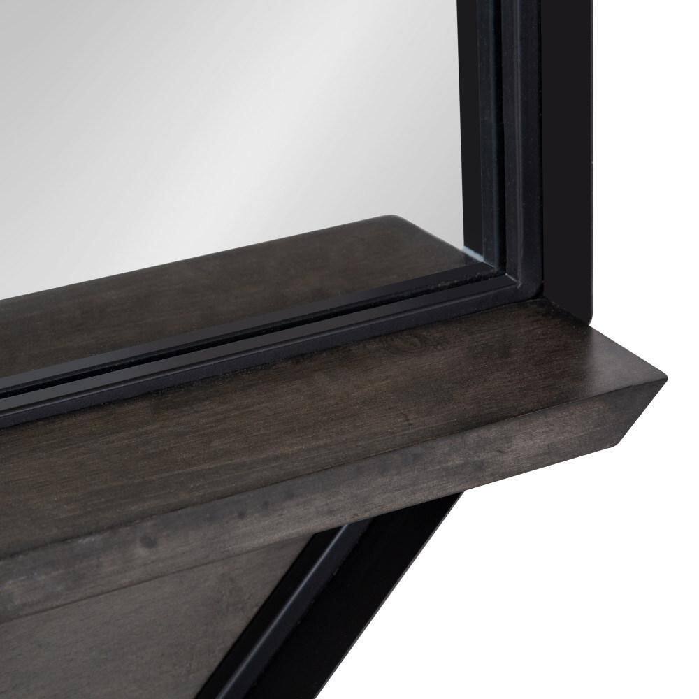 Gray and Black Octagon Wall Mirror with Shelf