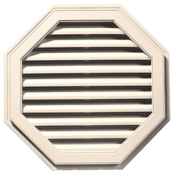 Builders Edge 32 in. x 32 in. Octagon Beige/Bisque Plastic Built-in Screen Gable Louver Vent