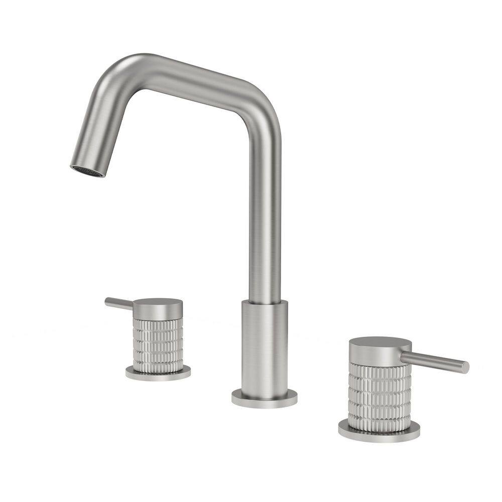 Square High-Arc Bathroom Faucet with Knurled Handles 3 Hole 8 in. Widespread Sink Faucet with Drain in Brushed Nickel price history on PriceWatchPro