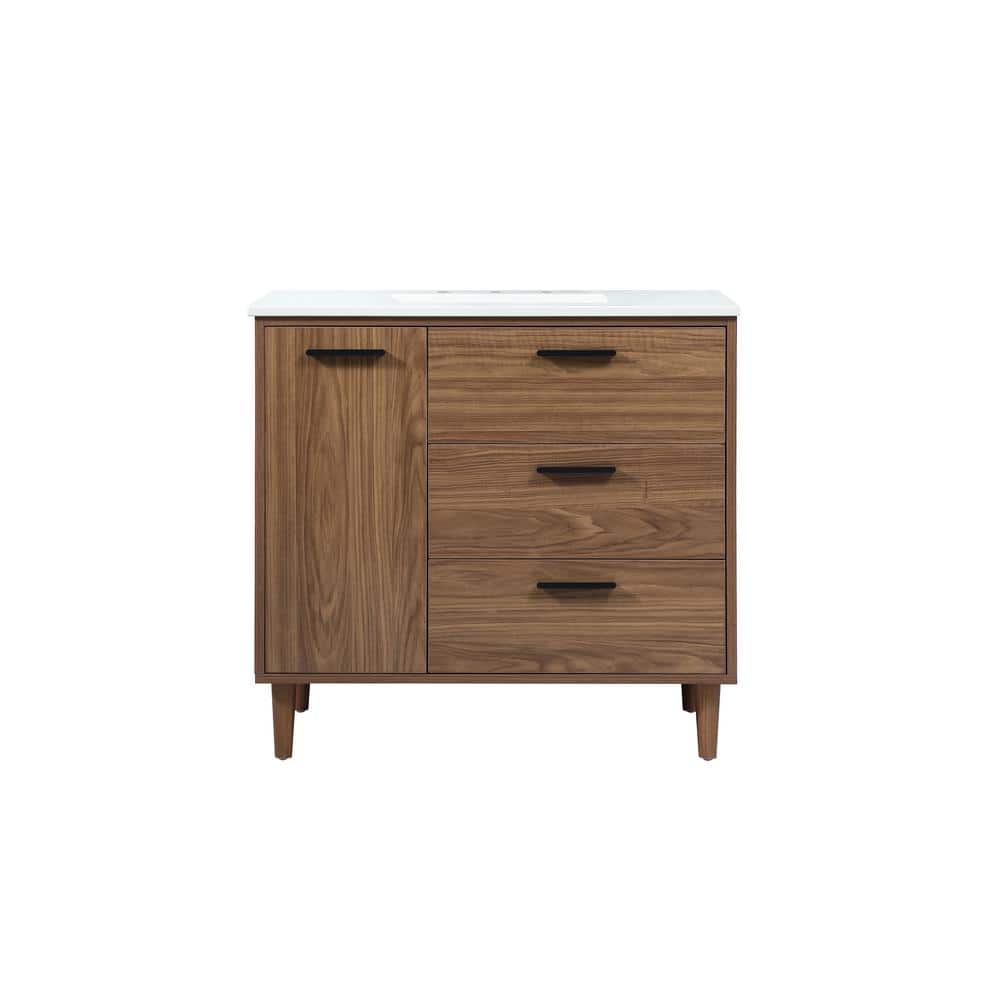 Timeless Home 36 in. W x 22 in. D x 34 in. H Bath Vanity in Walnut Brown wi