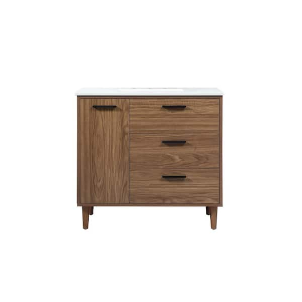 Timeless Home 36 in. W x 22 in. D x 34 in. H Bath Vanity in Walnut ...