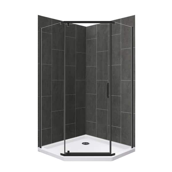 Stainless Steel Shower Shelf, Corner - Quadrant (Matte Black)