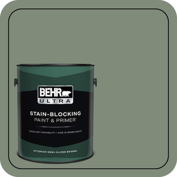 BEHR ULTRA 1 gal. #450F-5 Amazon Moss Semi-Gloss Enamel Exterior Paint & Primer